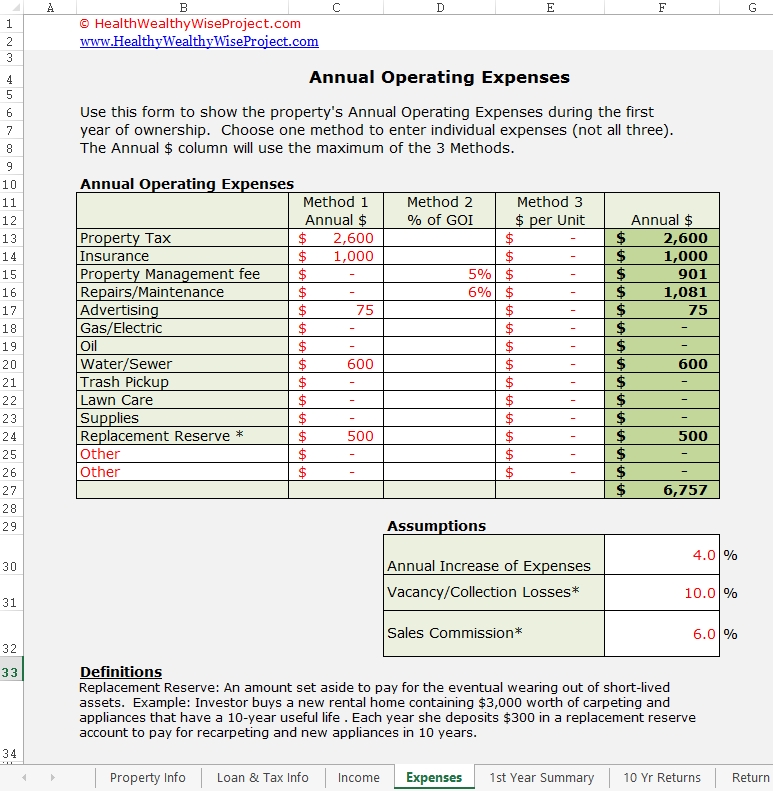 Landlord Income And Expenses Excel Spreadsheets - free spreadsheet to